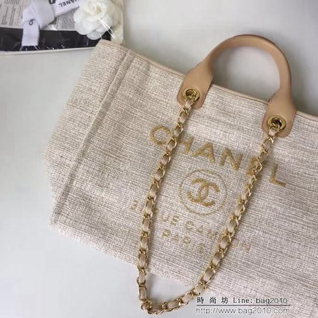 香奈兒CHANEL 2018早春度假系列最新火爆大號帆布沙灘包手提購物袋 DSC1294